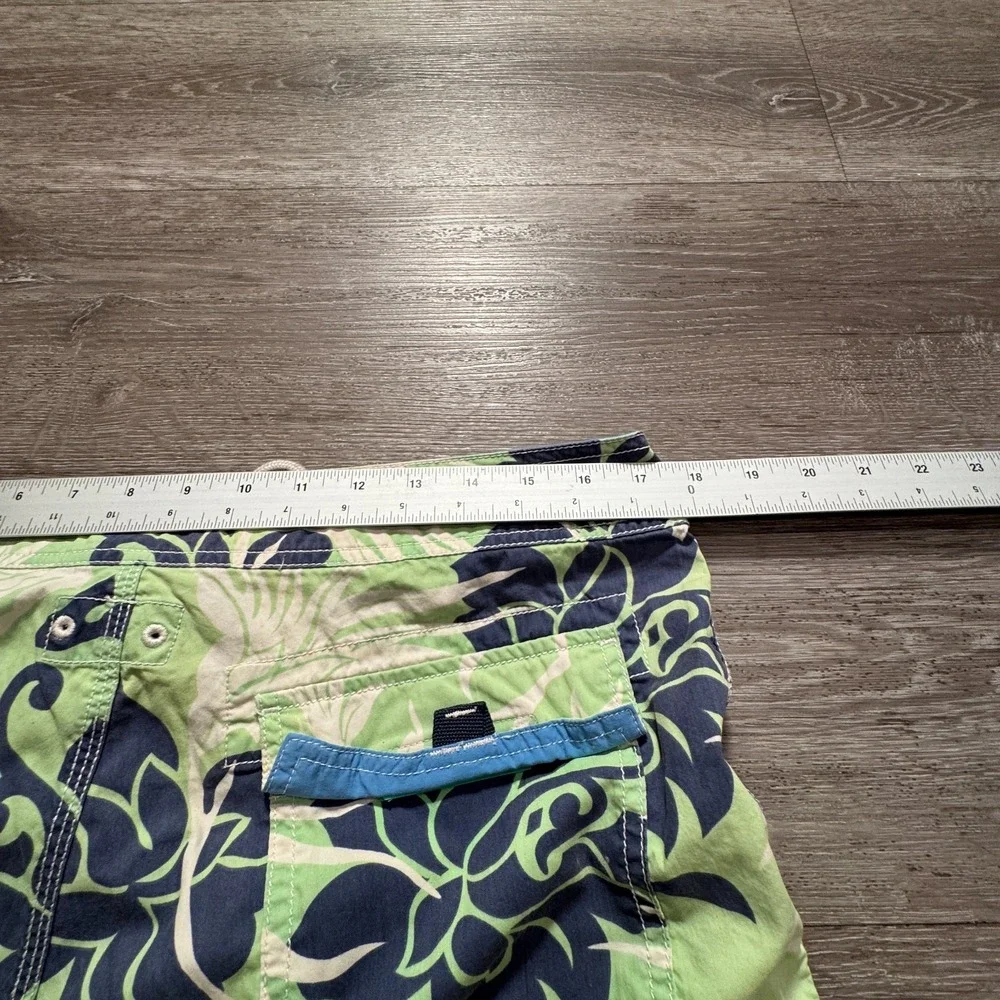 J Crew Swim Trunks Mens 33 Green Floral Tropical Board Shorts Drawstring Adult‎
